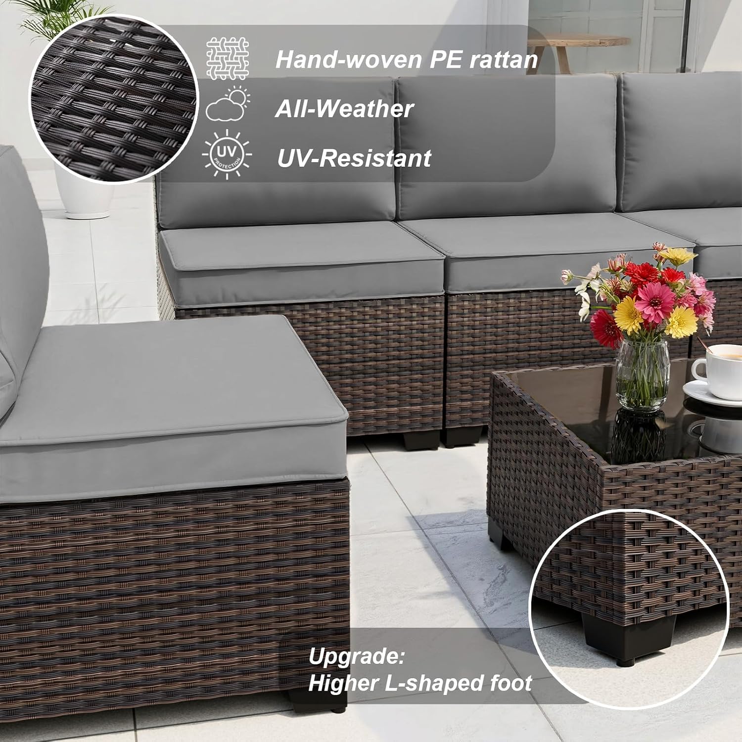 10-Piece Outdoor Sectional Sof - Outdoor Furniture And Fire Pit recension och pris