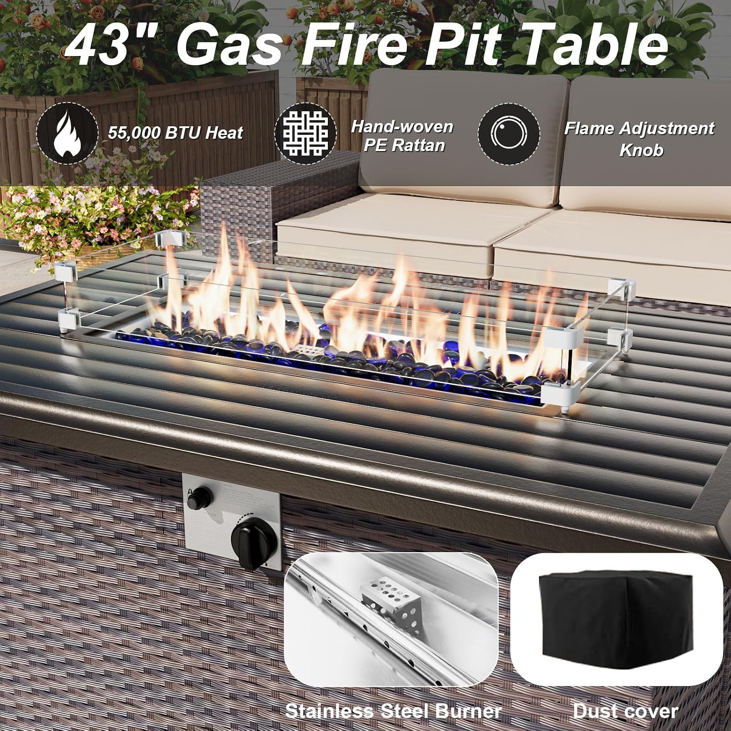 10-Piece Outdoor Sectional Sof - Outdoor Furniture And Fire Pit recension och pris