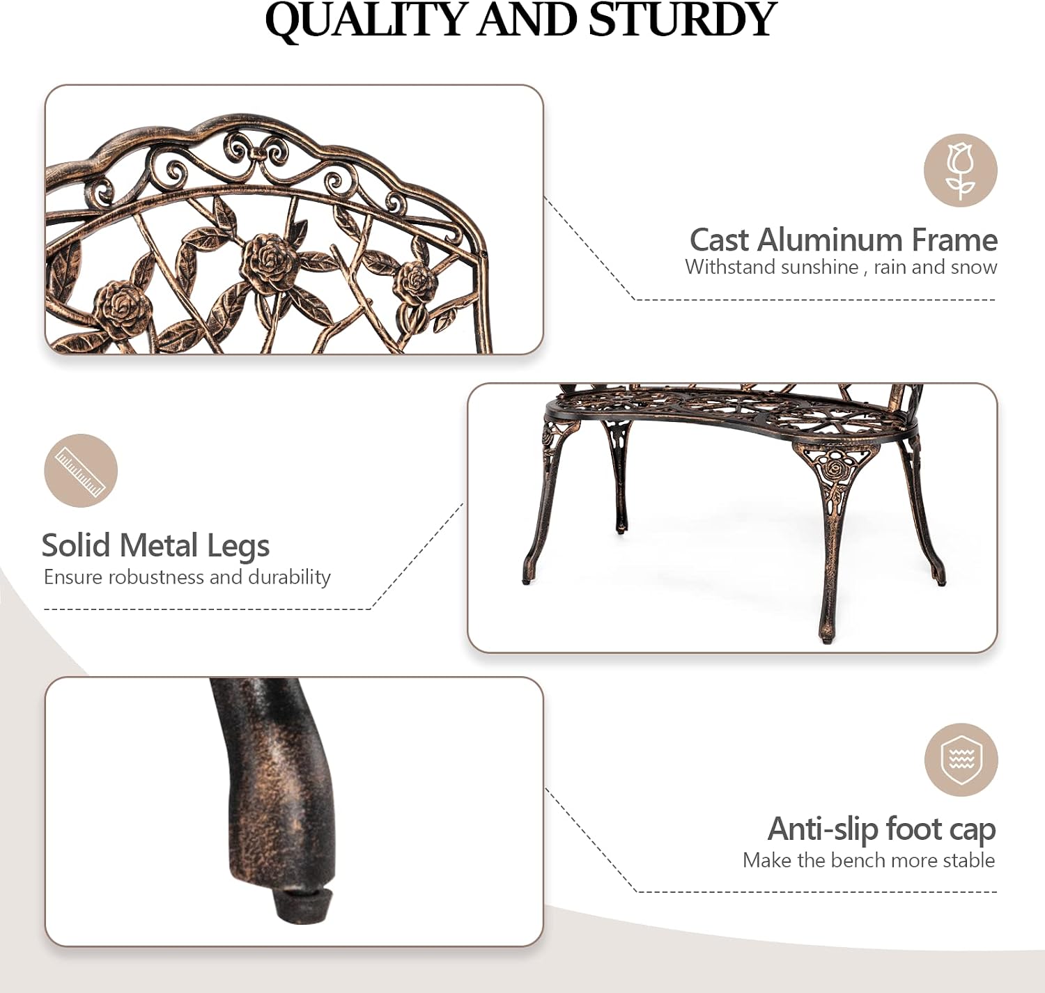 Outdoor Metal Garden Bench, Ro - Outdoor Furniture One Piece recension och pris