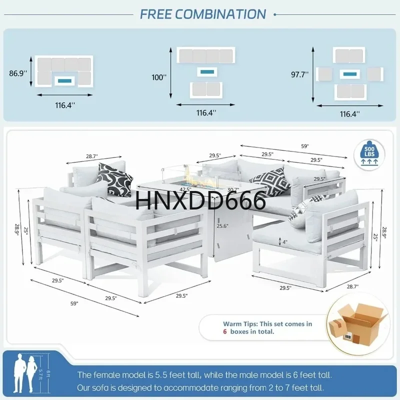 7-Piece Aluminum Outdoor Patio - Outdoor Furniture And Fire Pit recension och pris