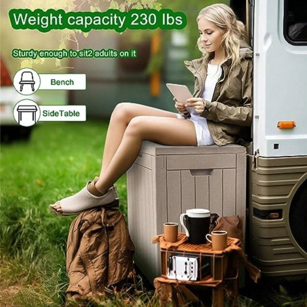 Lockable Resin Deck Box Outdoo - Outdoor Furniture Cushion recension och pris