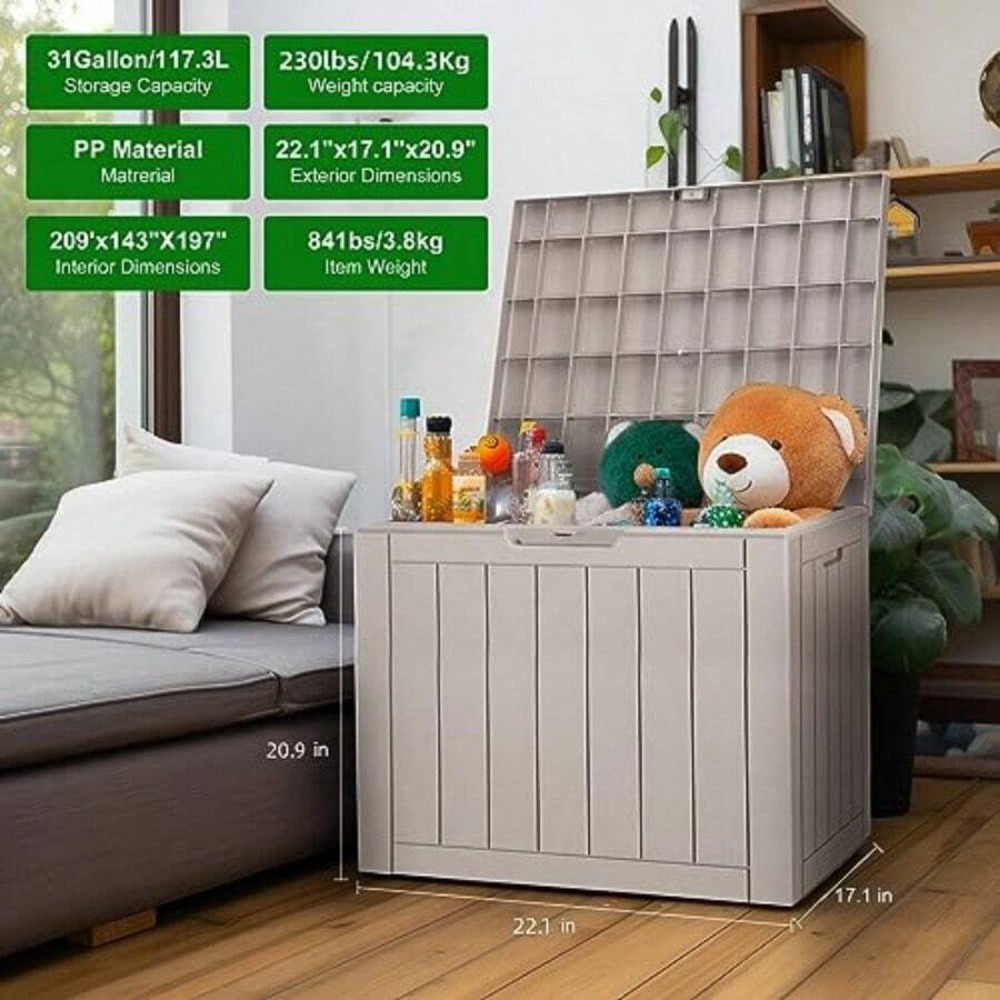 Lockable Resin Deck Box Outdoo - Outdoor Furniture Cushion recension och pris