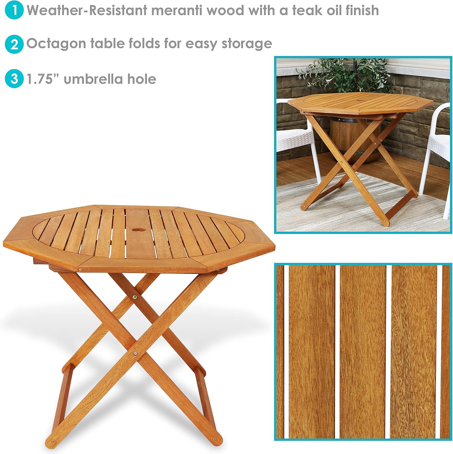 Meranti Wood Folding Outdoor T - Outdoor Furniture One Piece recension och pris