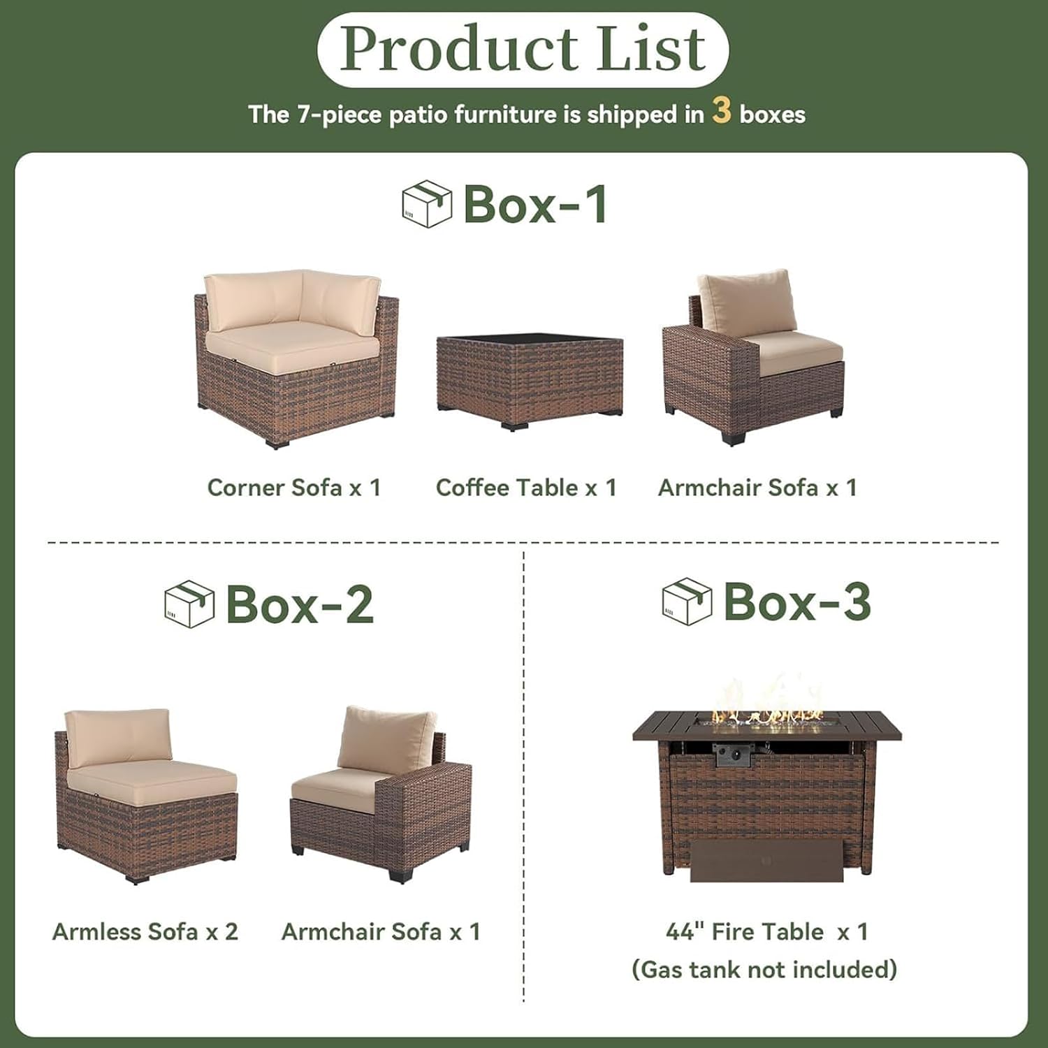 7 Piece Patio Furniture Set wi - Outdoor Furniture And Fire Pit recension och pris