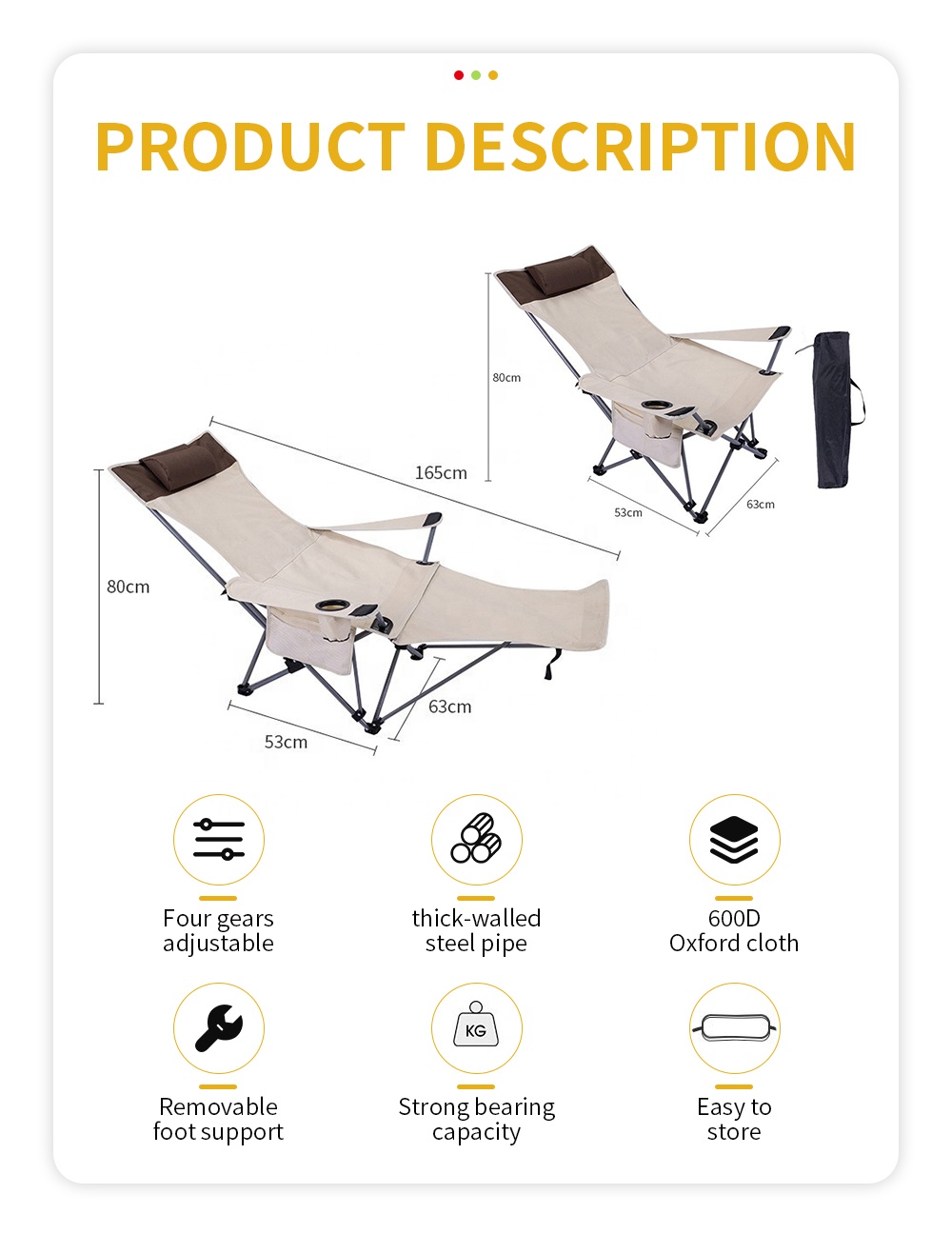 Portable Folding Reclining Cha - Outdoor Furniture Patio recension och pris