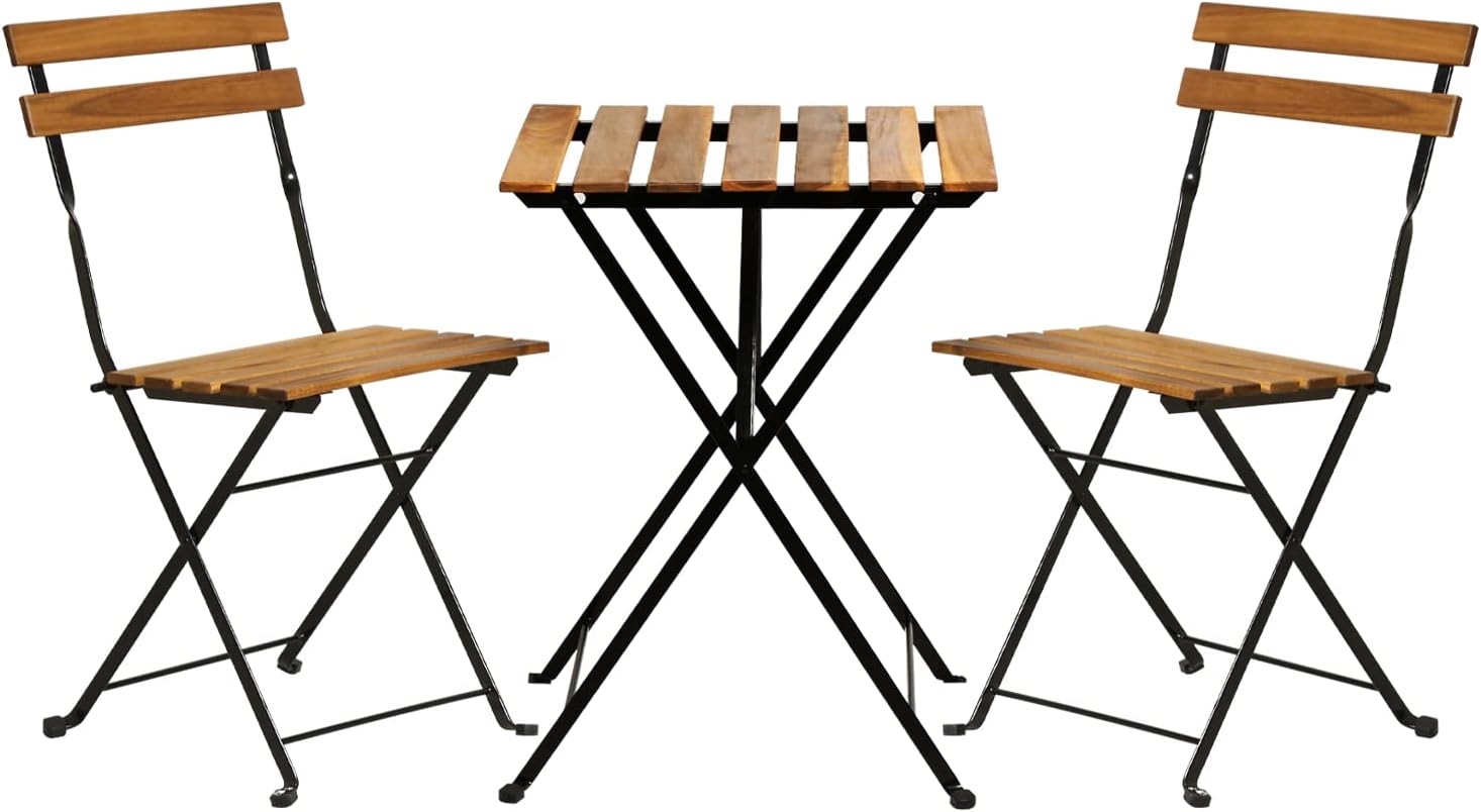 Natural wood 3-piece folding p - Outdoor Furniture Patio recension och pris