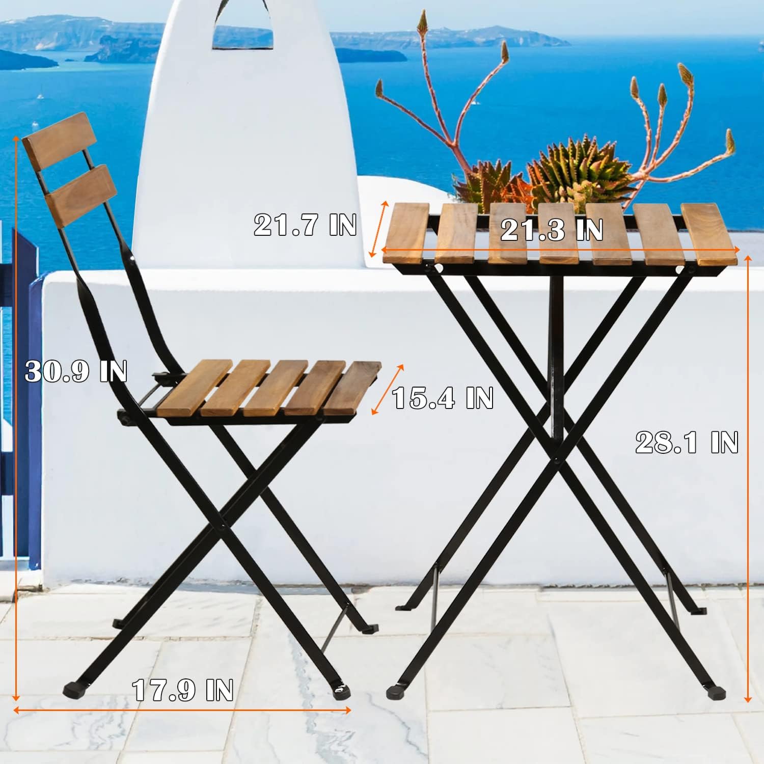 Natural wood 3-piece folding p - Outdoor Furniture Patio recension och pris
