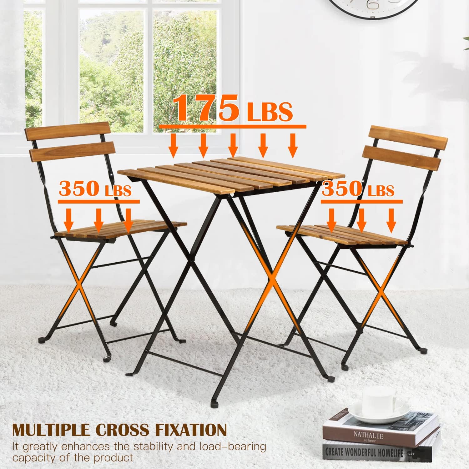 Natural wood 3-piece folding p - Outdoor Furniture Patio recension och pris