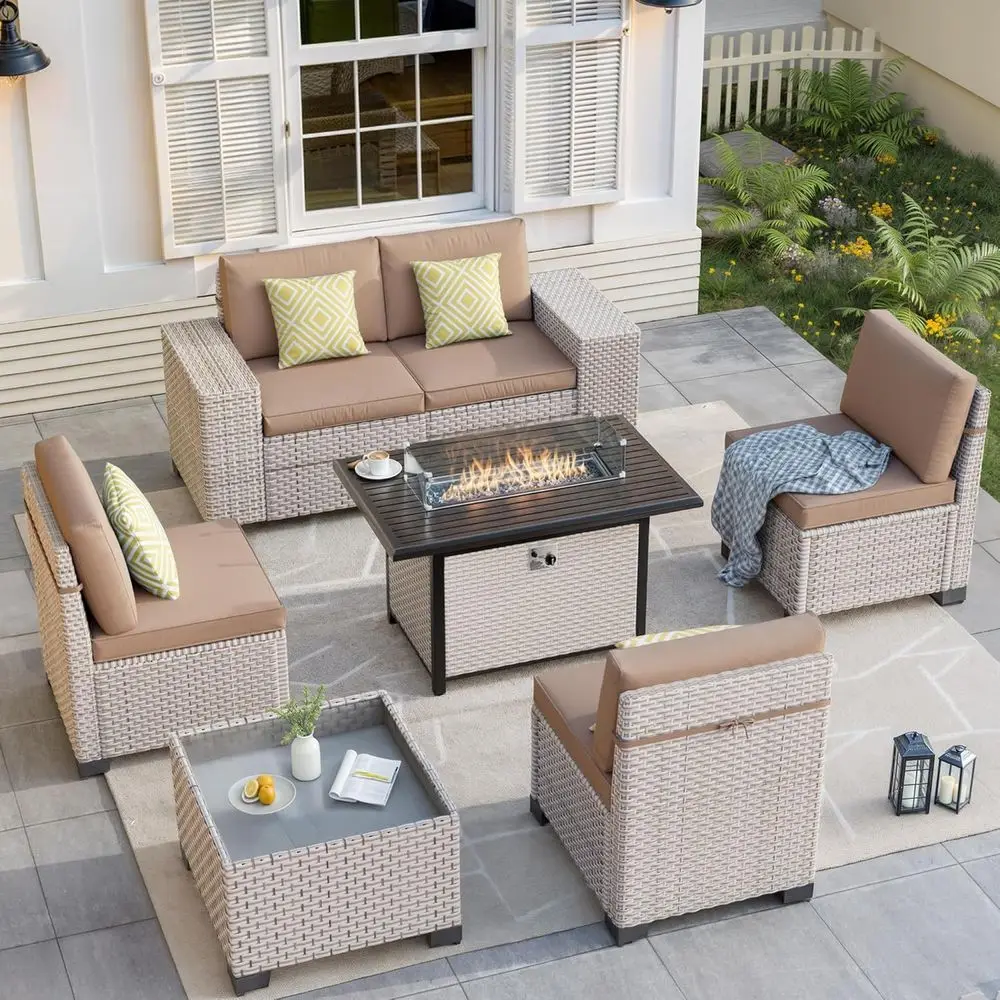 7-Piece Outdoor Patio Furnitur - Outdoor Furniture And Fire Pit recension och pris