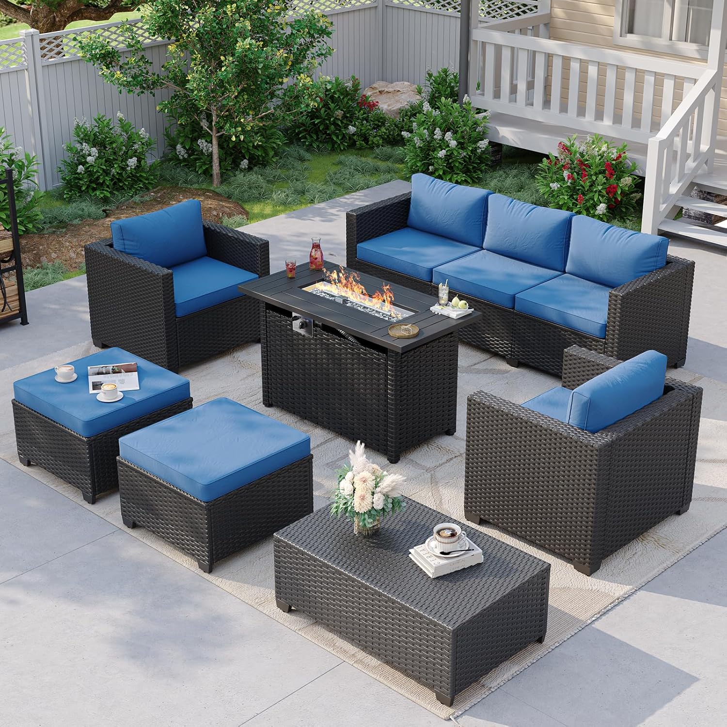 Navy Blue Outdoor Sectional So - Outdoor Furniture And Fire Pit recension och pris
