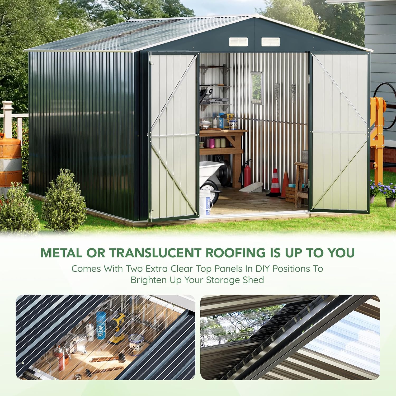 10x12X7.5FT Outdoor Steel Stor - Outdoor Furniture Patio recension och pris