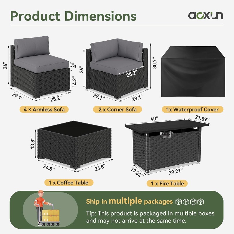 Aoxun 8 Piece Patio Furniture  - Outdoor Furniture And Fire Pit recension och pris