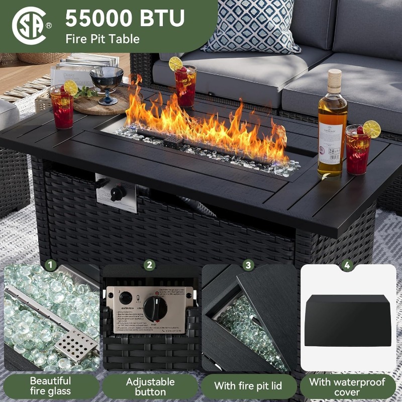 Aoxun 8 Piece Patio Furniture  - Outdoor Furniture And Fire Pit recension och pris