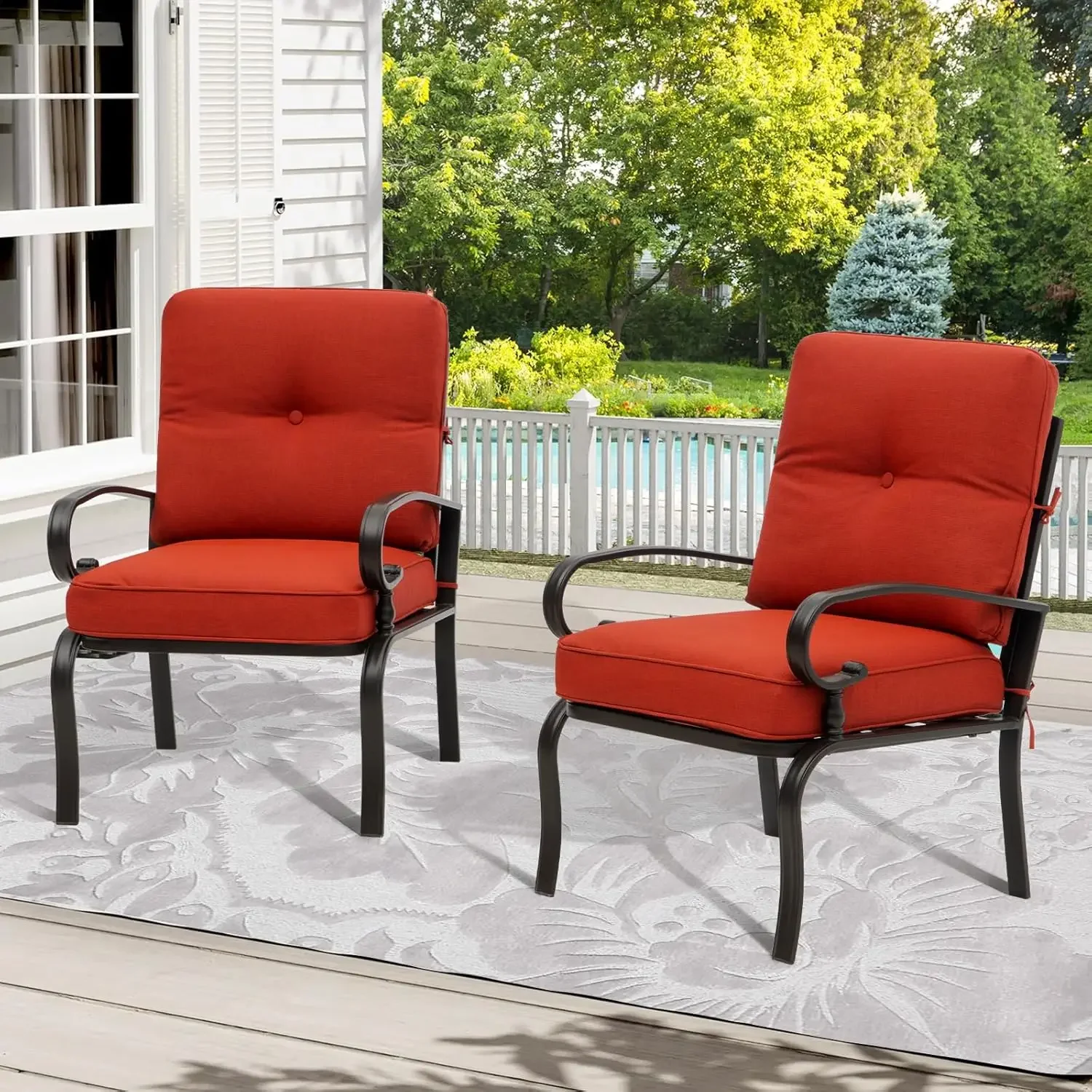 Red Outdoor Metal Bistro Chair - Outdoor Furniture Dining Set recension och pris