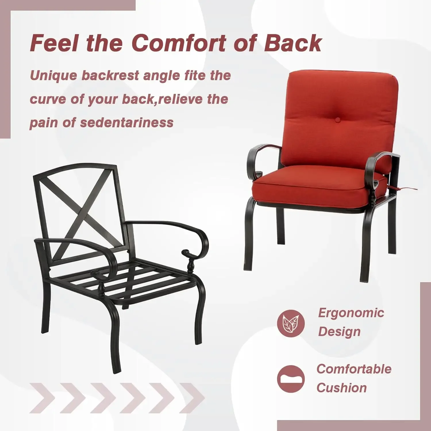 Red Outdoor Metal Bistro Chair - Outdoor Furniture Dining Set recension och pris