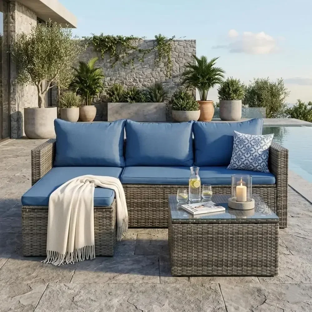 4-Piece Outdoor Wicker Patio F - Outdoor Furniture And Fire Pit recension och pris